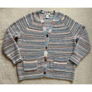 Draper’s & Damon’s Space Dye Wool Blend Cardigan Wmns 1X Chunky Grandpa Rainbow
